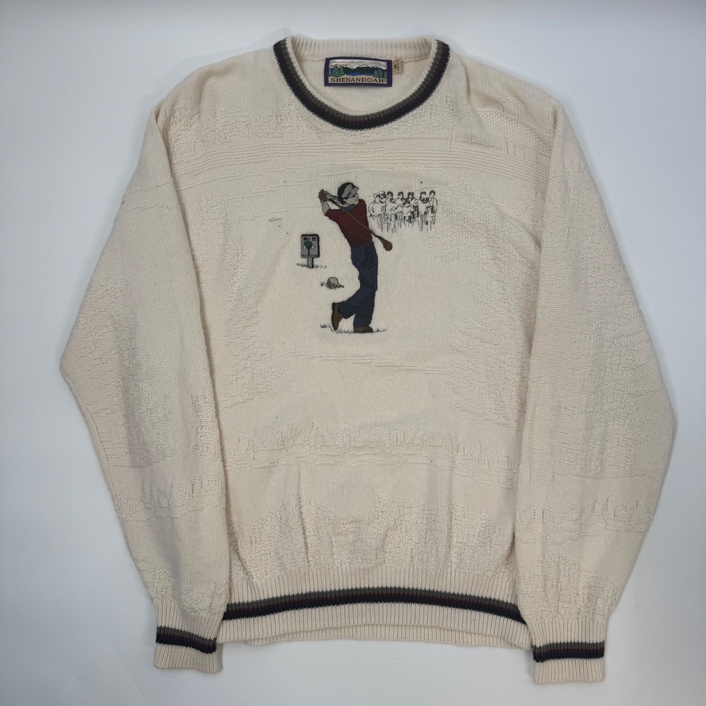 Shenandoah Mens Size Medium Crewneck Sweater Golf Long Sleeve Textured